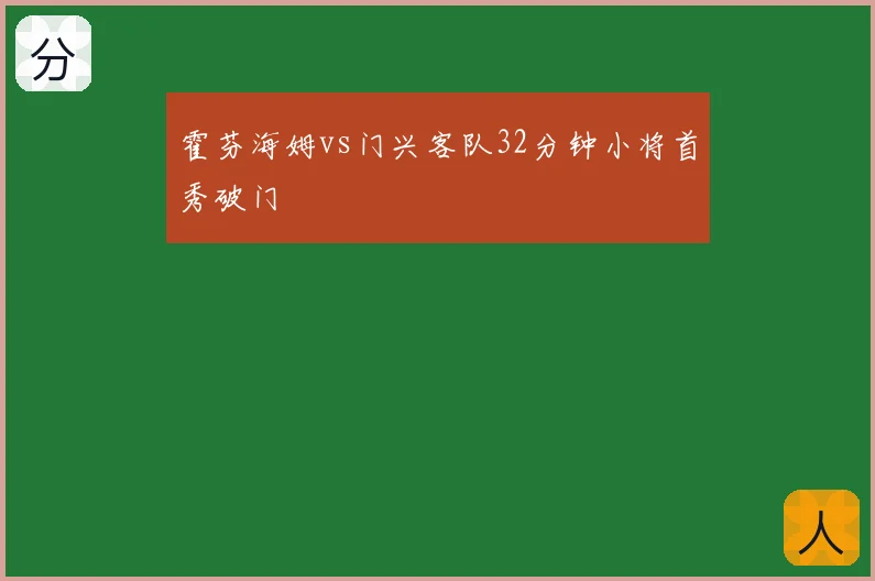 霍芬海姆vs门兴客队32分钟小将首秀破门
